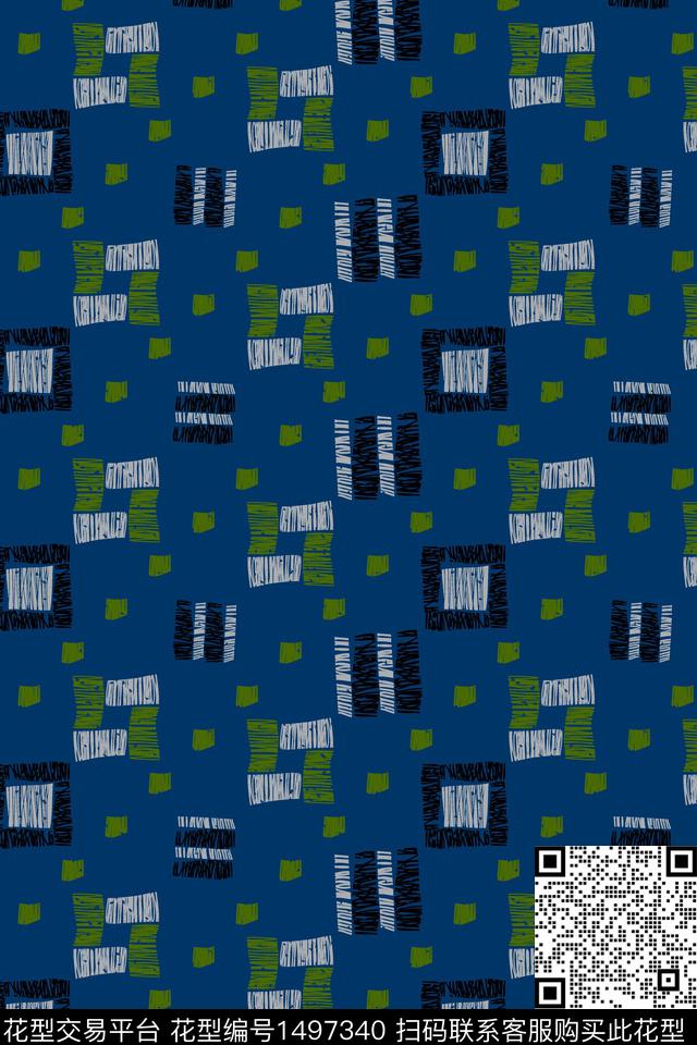 男装满版花格子几何数码印花华亿平台下载（图片编号: 1497340） - 瓦栏（Walan）