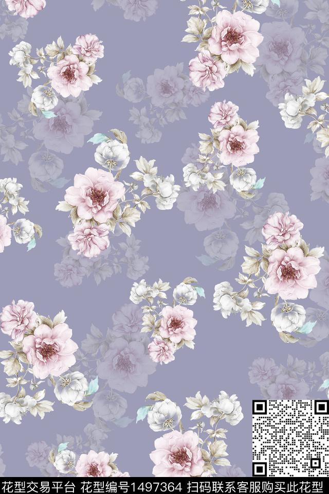 香云纱中国风花卉数码印花华亿平台下载（图片编号: 1497364） - 瓦栏（Walan）