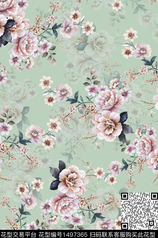 香云纱中国风牡丹数码印花华亿平台下载（图片编号: 1497365） - 瓦栏（Walan）