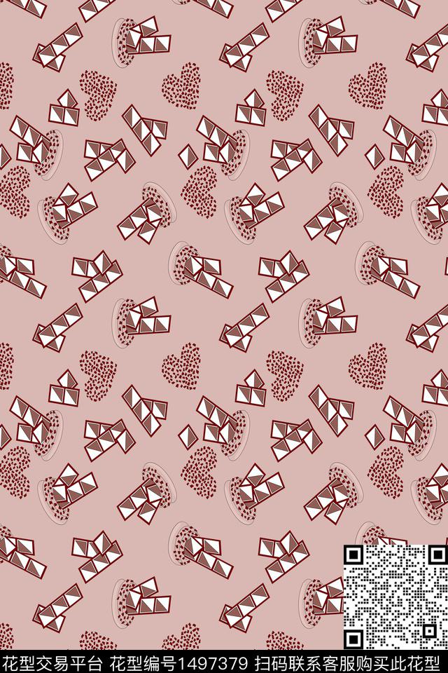 爱心几何字母数码印花华亿平台下载（图片编号: 1497379） - 瓦栏（Walan）