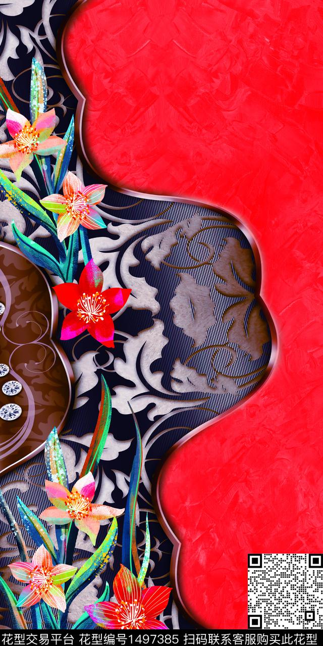 定位花花卉真丝数码印花华亿平台下载（图片编号: 1497385） - 瓦栏（Walan）
