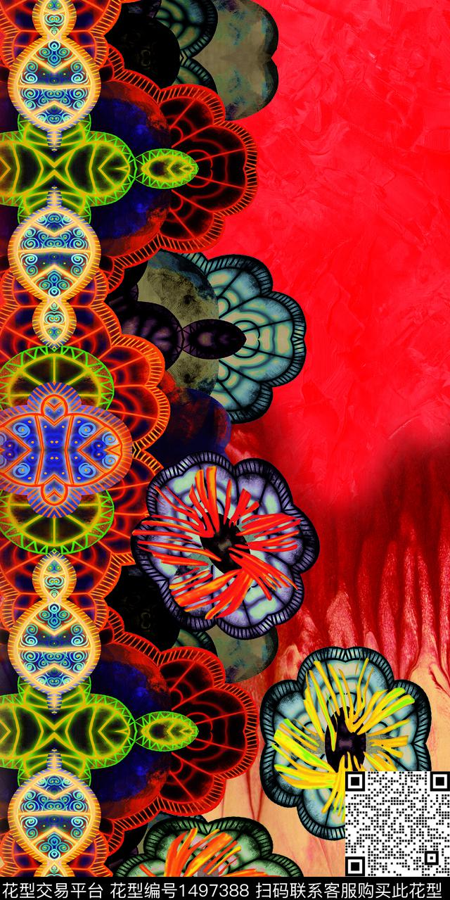 定位花花卉真丝数码印花华亿平台下载（图片编号: 1497388） - 瓦栏（Walan）