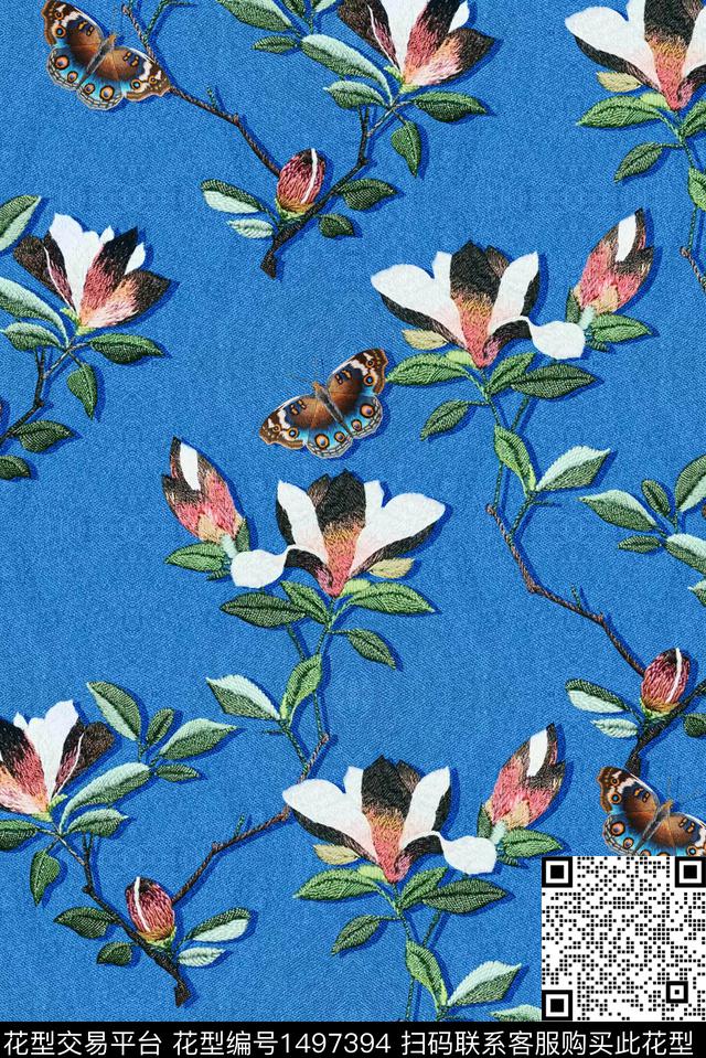 花卉中老年绣花华亿平台数码印花华亿平台下载（图片编号: 1497394） - 瓦栏（Walan）