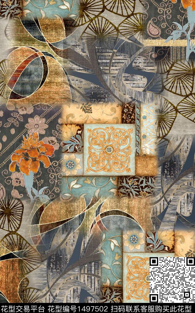 几何数码华亿平台肌理数码印花华亿平台下载（图片编号: 1497502） - 瓦栏（Walan）