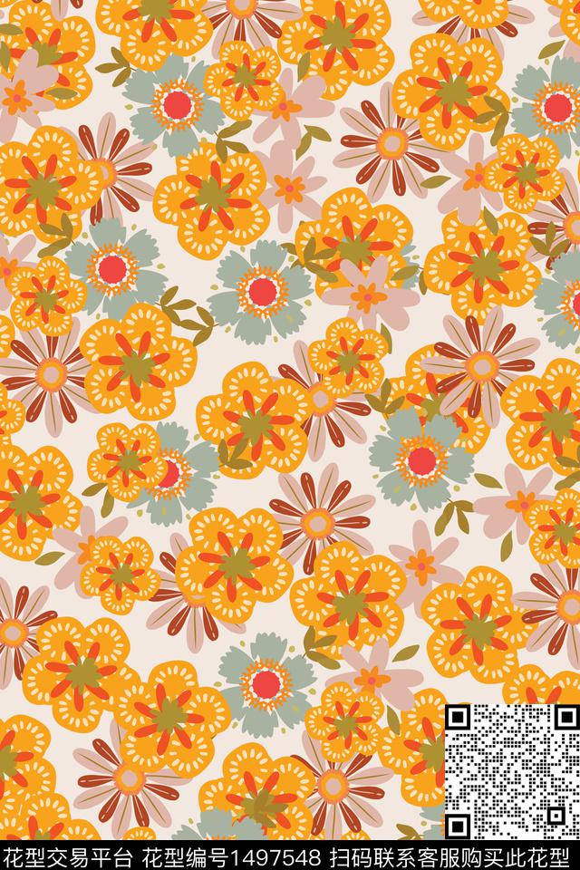 女装花卉大牌风数码印花华亿平台下载（图片编号: 1497548） - 瓦栏（Walan）