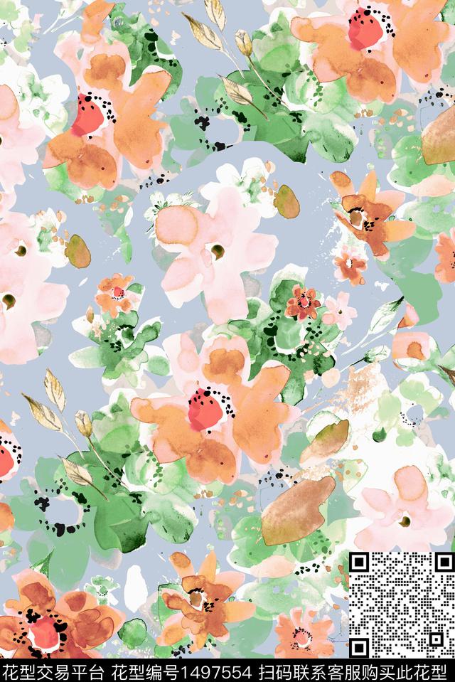 花瓣春夏华亿平台年轻女性数码印花华亿平台下载（图片编号: 1497554） - 瓦栏（Walan）