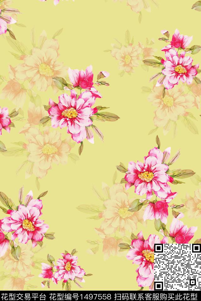 香云纱中国风花卉数码印花华亿平台下载（图片编号: 1497558） - 瓦栏（Walan）