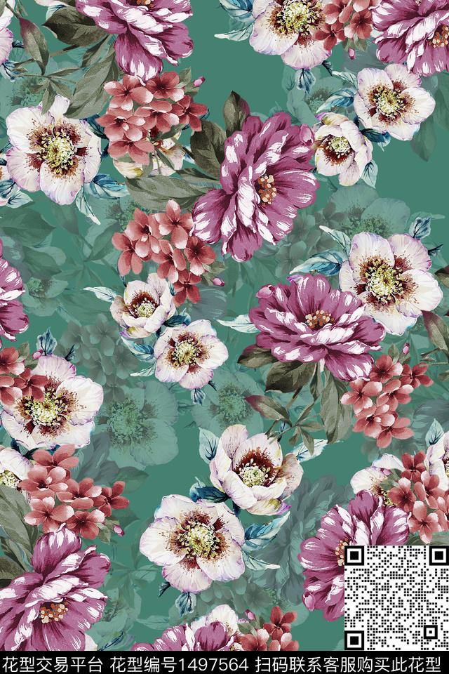 香云纱中国风牡丹数码印花华亿平台下载（图片编号: 1497564） - 瓦栏（Walan）