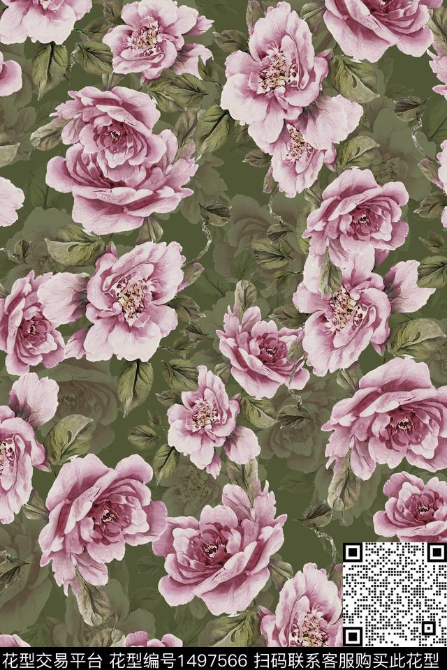 香云纱中国风牡丹数码印花华亿平台下载（图片编号: 1497566） - 瓦栏（Walan）