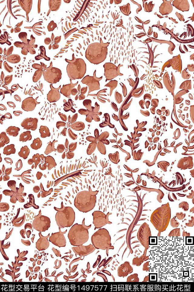 花卉春夏华亿平台大牌风数码印花华亿平台下载（图片编号: 1497577） - 瓦栏（Walan）