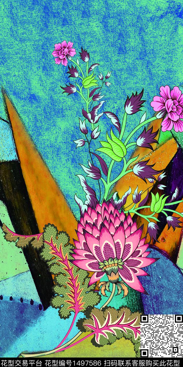 定位花花卉真丝数码印花华亿平台下载（图片编号: 1497586） - 瓦栏（Walan）
