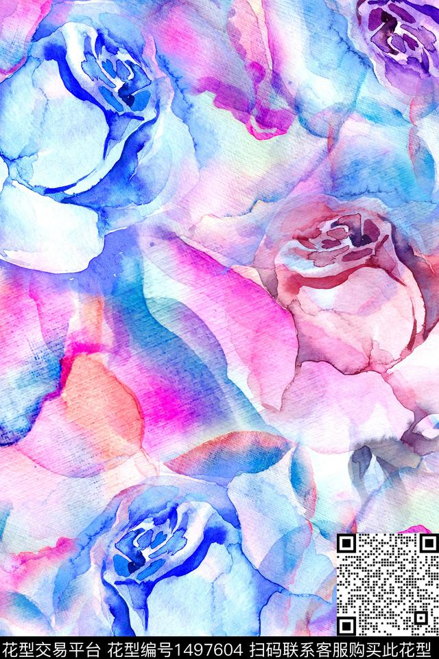 水彩肌理渐变数码印花华亿平台下载（图片编号: 1497604） - 瓦栏（Walan）