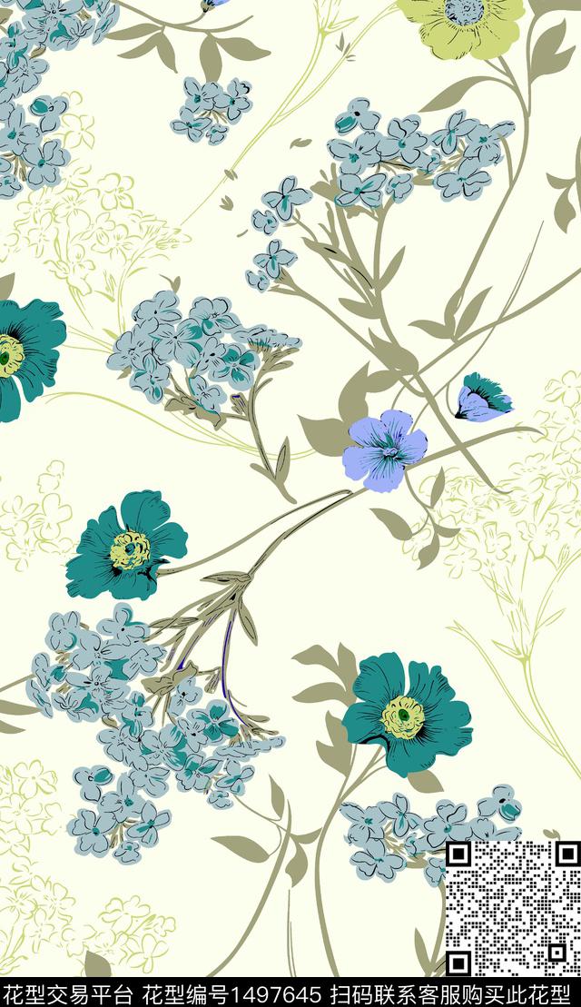 复古花卉传统印花华亿平台下载（图片编号: 1497645） - 瓦栏（Walan）