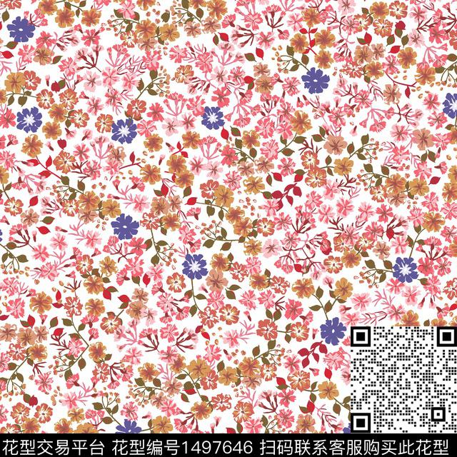 复古花卉小碎花传统印花华亿平台下载（图片编号: 1497646） - 瓦栏（Walan）