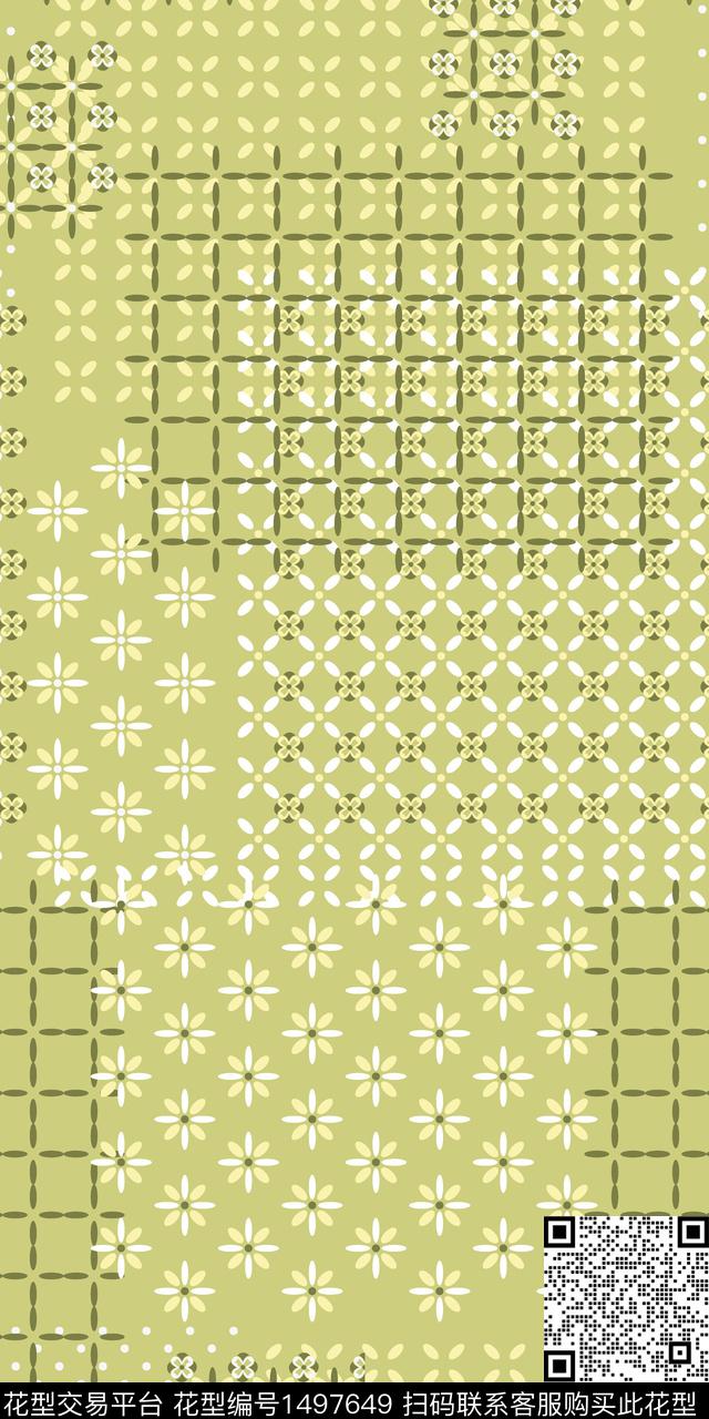 格子几何肌理传统印花华亿平台下载（图片编号: 1497649） - 瓦栏（Walan）