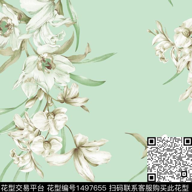 复古花卉大牌风数码印花华亿平台下载（图片编号: 1497655） - 瓦栏（Walan）