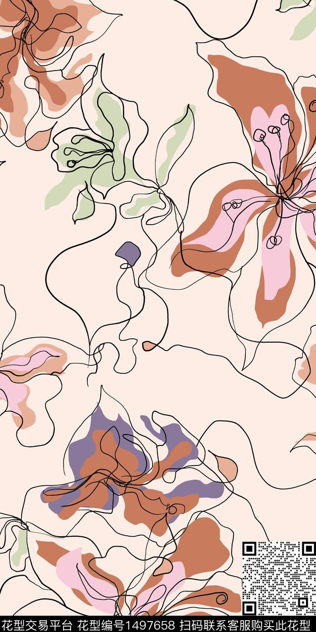复古花卉大牌风传统印花华亿平台下载（图片编号: 1497658） - 瓦栏（Walan）
