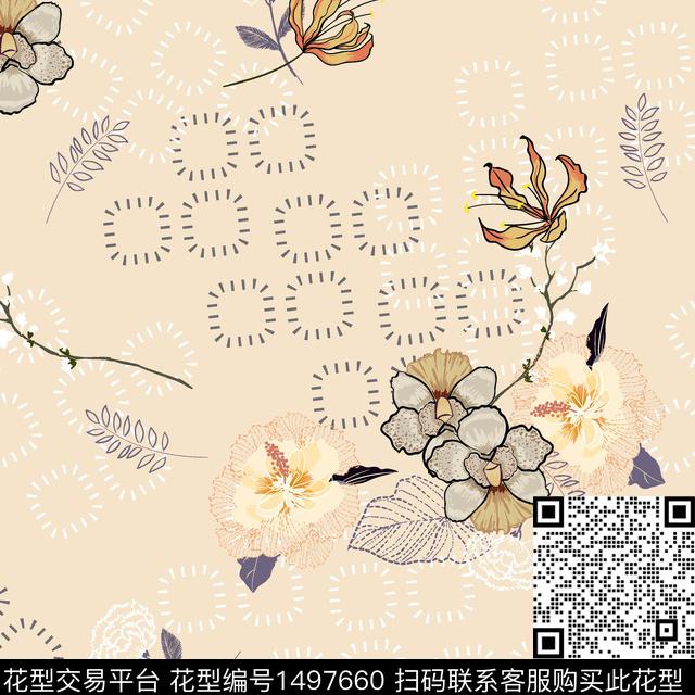 几何花卉小碎花传统印花华亿平台下载（图片编号: 1497660） - 瓦栏（Walan）