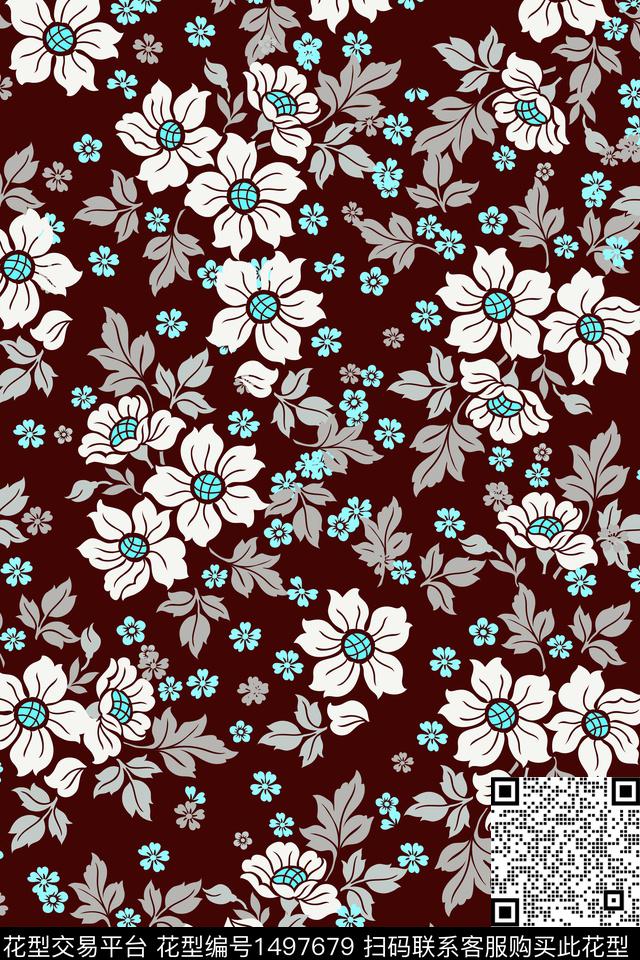 花卉大牌风小碎花数码印花华亿平台下载（图片编号: 1497679） - 瓦栏（Walan）