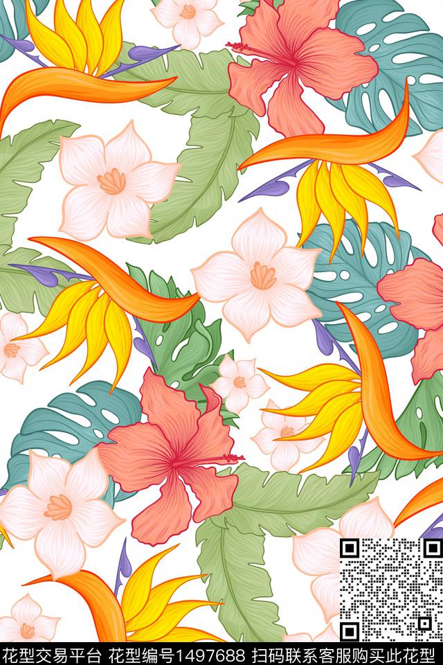 女装花卉大牌风数码印花华亿平台下载（图片编号: 1497688） - 瓦栏（Walan）