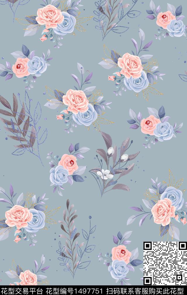 花卉中国风数码印花华亿平台下载（图片编号: 1497751） - 瓦栏（Walan）