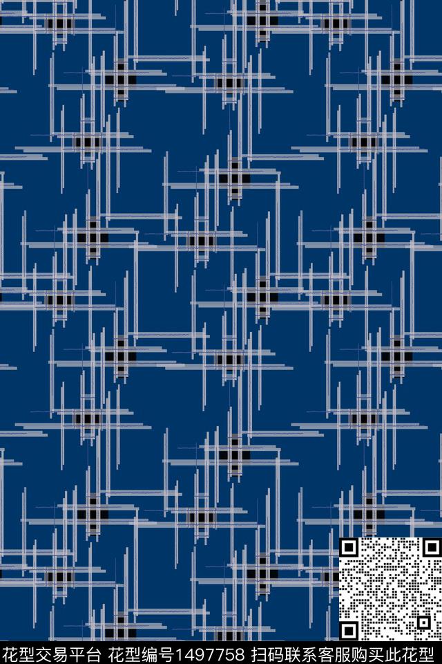 线条格子几何数码印花华亿平台下载（图片编号: 1497758） - 瓦栏（Walan）