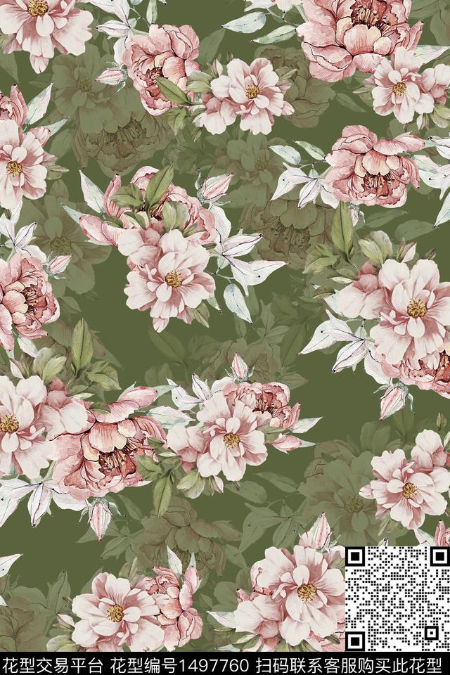 香云纱中国风牡丹数码印花华亿平台下载（图片编号: 1497760） - 瓦栏（Walan）