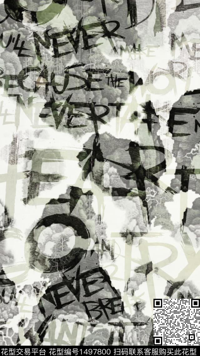 时尚男装满版花字母数码印花华亿平台下载（图片编号: 1497800） - 瓦栏（Walan）