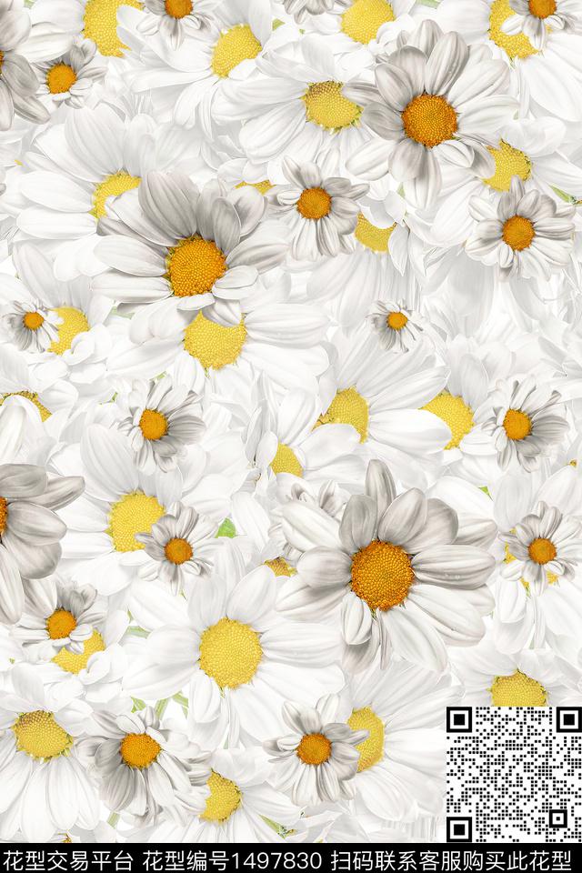 花卉大牌风小清新数码印花华亿平台下载（图片编号: 1497830） - 瓦栏（Walan）