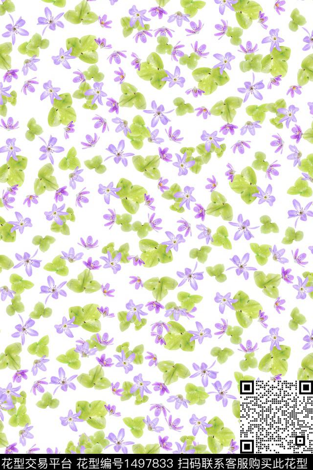 花卉大牌风小清新数码印花华亿平台下载（图片编号: 1497833） - 瓦栏（Walan）