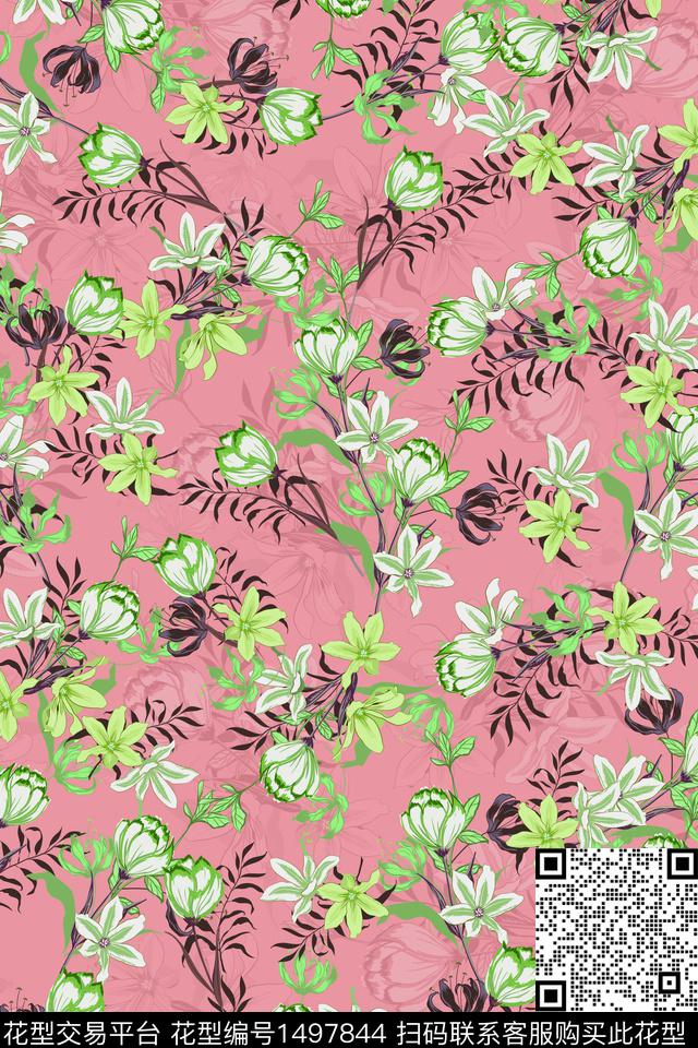 花卉大牌风小碎花数码印花华亿平台下载（图片编号: 1497844） - 瓦栏（Walan）