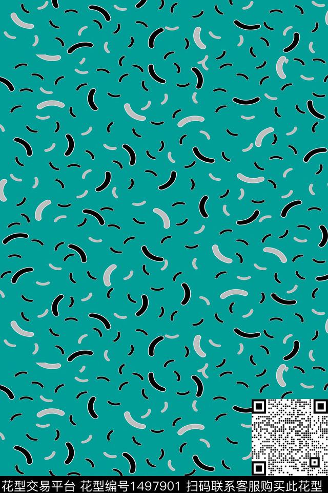 字母年轻女性线条数码印花华亿平台下载（图片编号: 1497901） - 瓦栏（Walan）