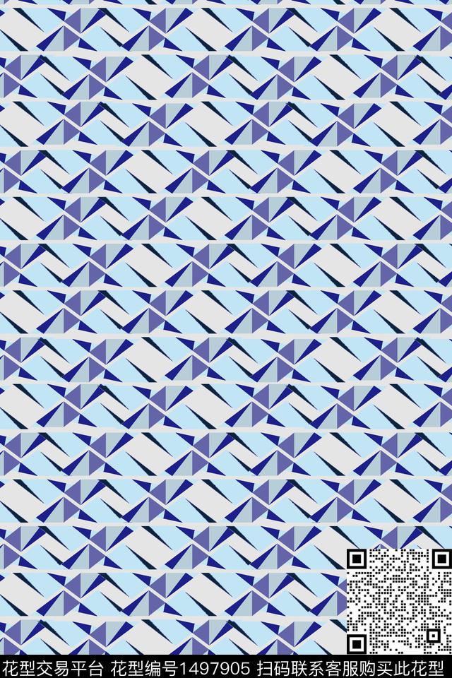 格子几何线条数码印花华亿平台下载（图片编号: 1497905） - 瓦栏（Walan）