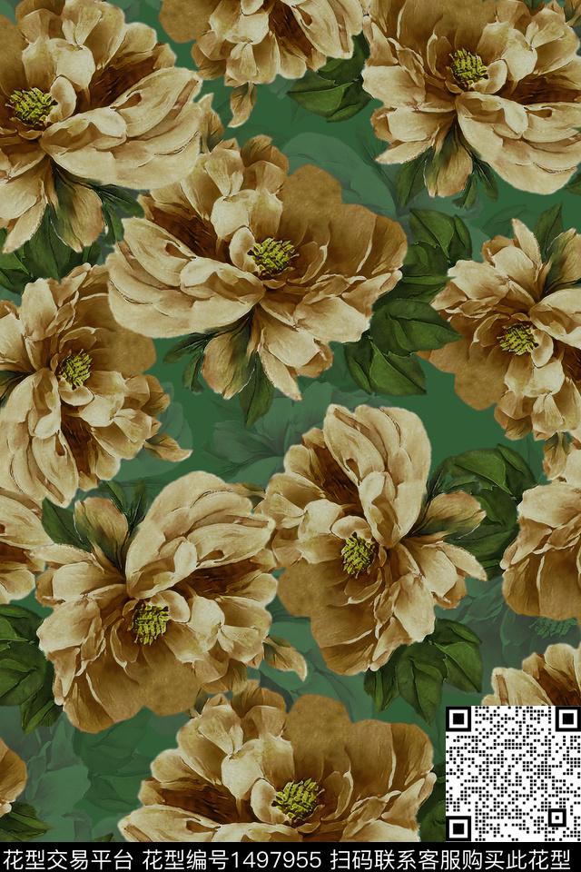 香云纱中国风牡丹数码印花华亿平台下载（图片编号: 1497955） - 瓦栏（Walan）