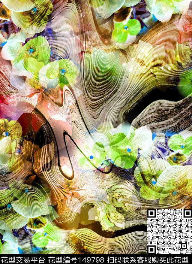 条装波纹数码印花华亿平台下载（图片编号: 149798） - 瓦栏（Walan）