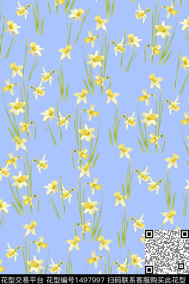 花卉大牌风小清新数码印花华亿平台下载（图片编号: 1497997） - 瓦栏（Walan）