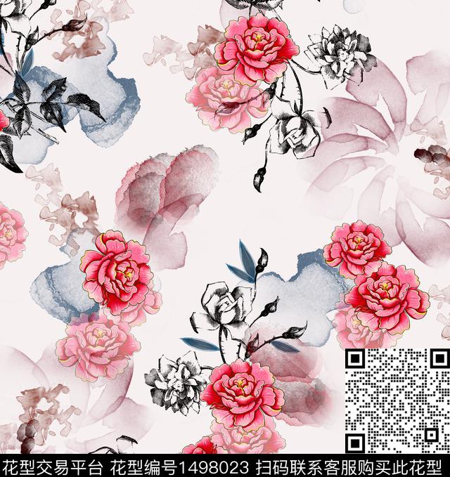 连衣裙女装花卉传统印花华亿平台下载（图片编号: 1498023） - 瓦栏（Walan）