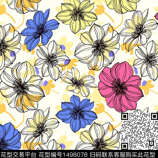 花卉大牌风小碎花数码印花华亿平台下载（图片编号: 1498078） - 瓦栏（Walan）