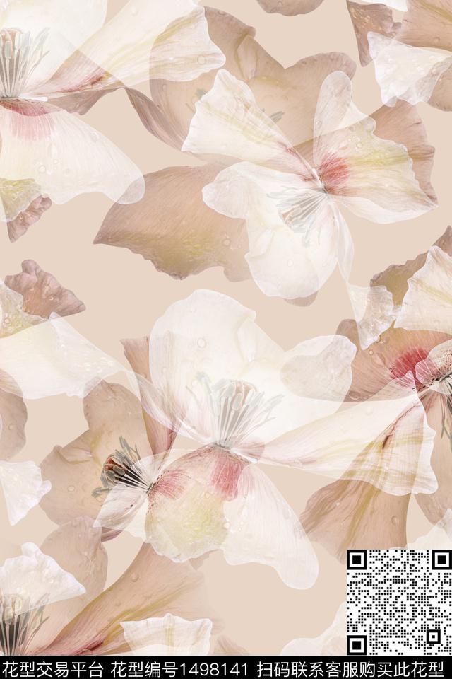 清爽底花卉花卉大牌风数码印花华亿平台下载（图片编号: 1498141） - 瓦栏（Walan）