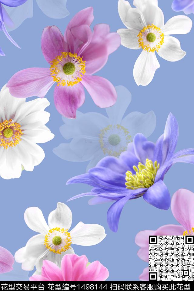 清爽底花卉花卉大牌风数码印花华亿平台下载（图片编号: 1498144） - 瓦栏（Walan）