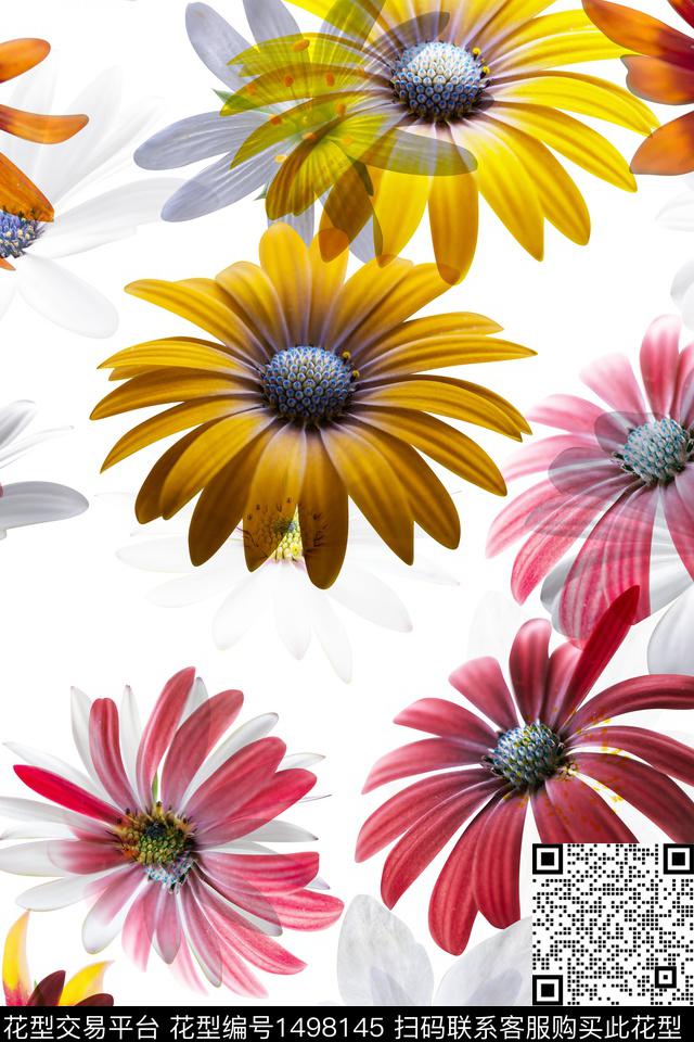 清爽底花卉大牌风小清新数码印花华亿平台下载（图片编号: 1498145） - 瓦栏（Walan）