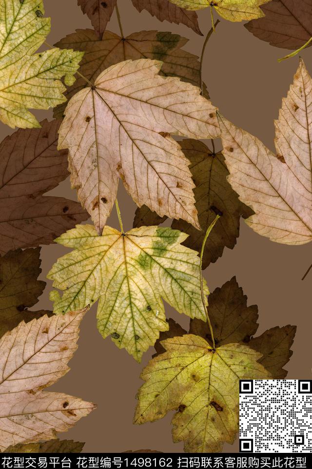 绿植树叶大牌风香云纱数码印花华亿平台下载（图片编号: 1498162） - 瓦栏（Walan）