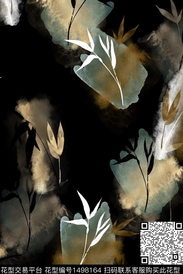 绿植树叶大牌风香云纱数码印花华亿平台下载（图片编号: 1498164） - 瓦栏（Walan）