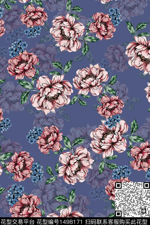 香云纱中国风牡丹数码印花华亿平台下载（图片编号: 1498171） - 瓦栏（Walan）