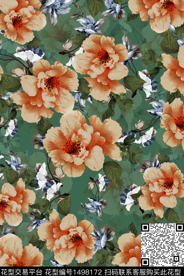 香云纱中国风牡丹数码印花华亿平台下载（图片编号: 1498172） - 瓦栏（Walan）