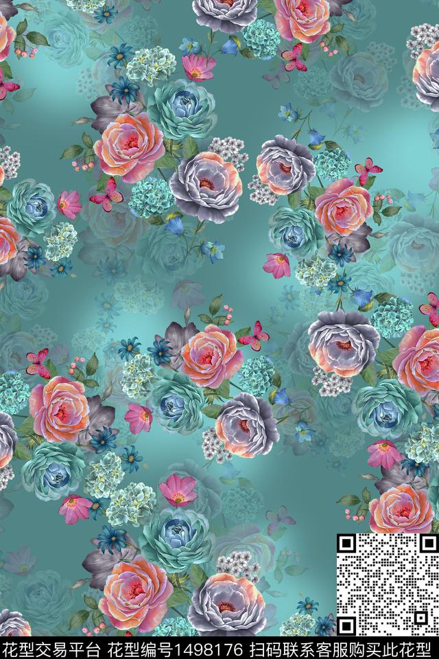 香云纱中国风花卉数码印花华亿平台下载（图片编号: 1498176） - 瓦栏（Walan）
