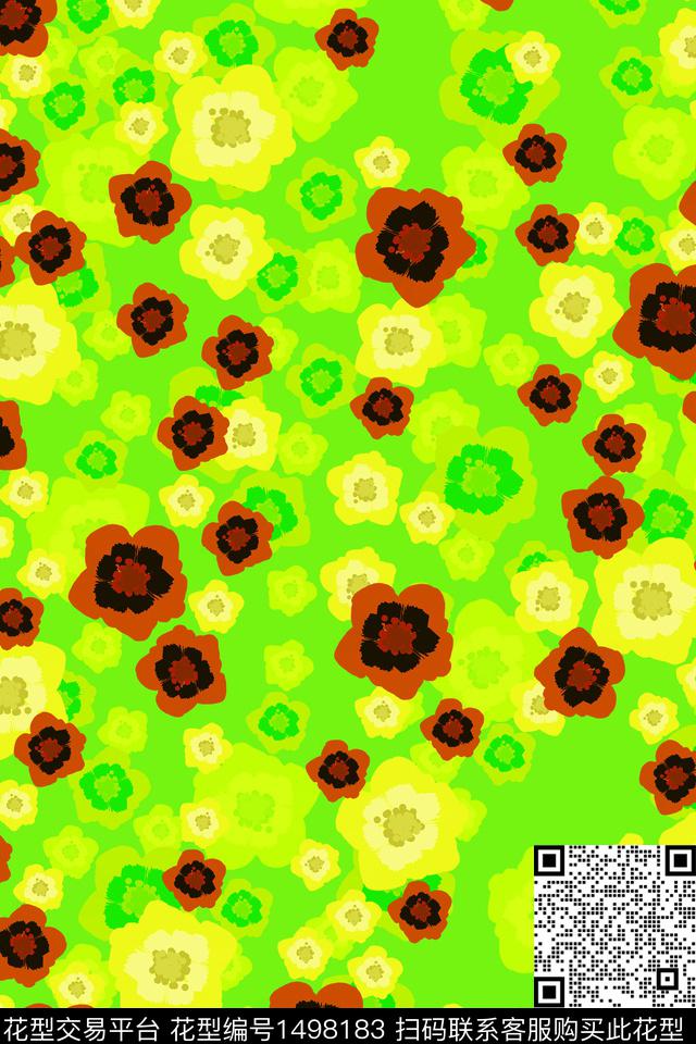 趋势华亿平台花卉大牌风数码印花华亿平台下载（图片编号: 1498183） - 瓦栏（Walan）