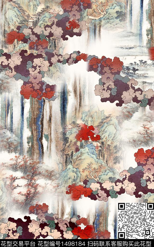 数码华亿平台花卉手绘数码印花华亿平台下载（图片编号: 1498184） - 瓦栏（Walan）