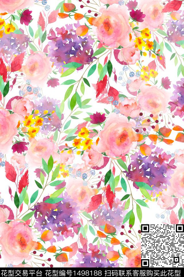 女装花卉大牌风数码印花华亿平台下载（图片编号: 1498188） - 瓦栏（Walan）