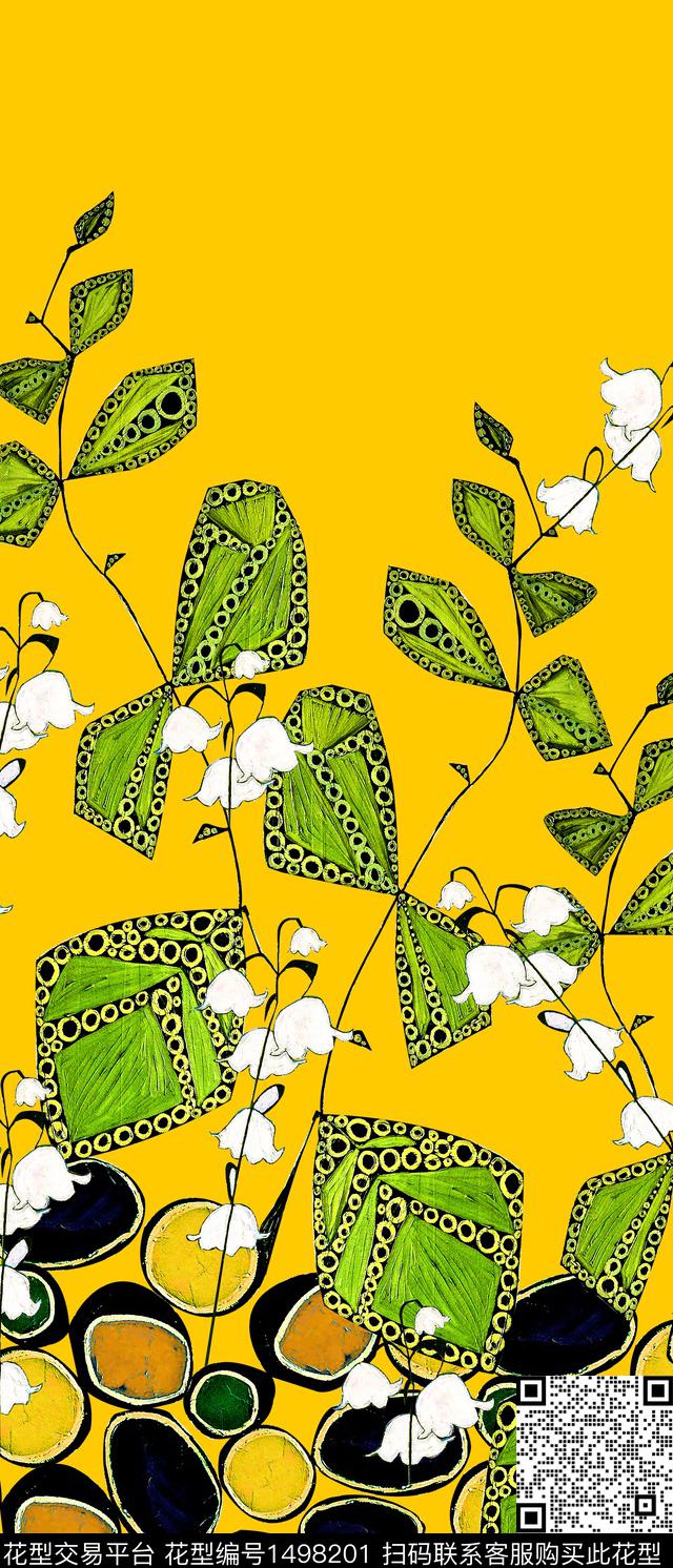 简约素底花数码印花华亿平台下载（图片编号: 1498201） - 瓦栏（Walan）